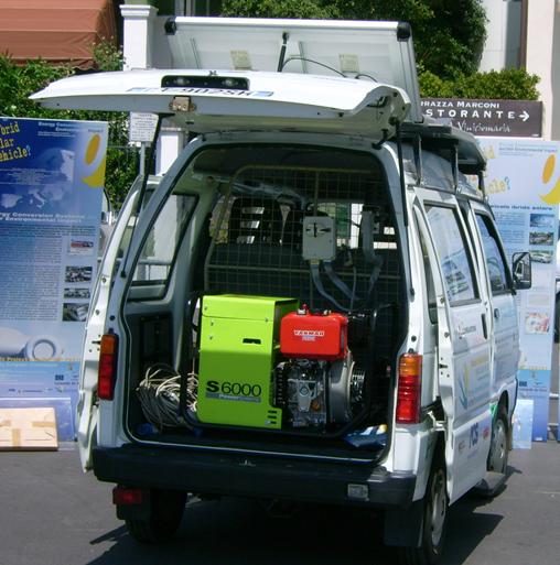 The YANMAR motor-generator system on the back side of the vehicle
